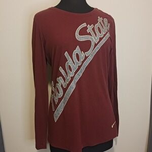 Nike Florida State Seminoles FSU Long Sleeve‎ Maroon Shirt Womens XL